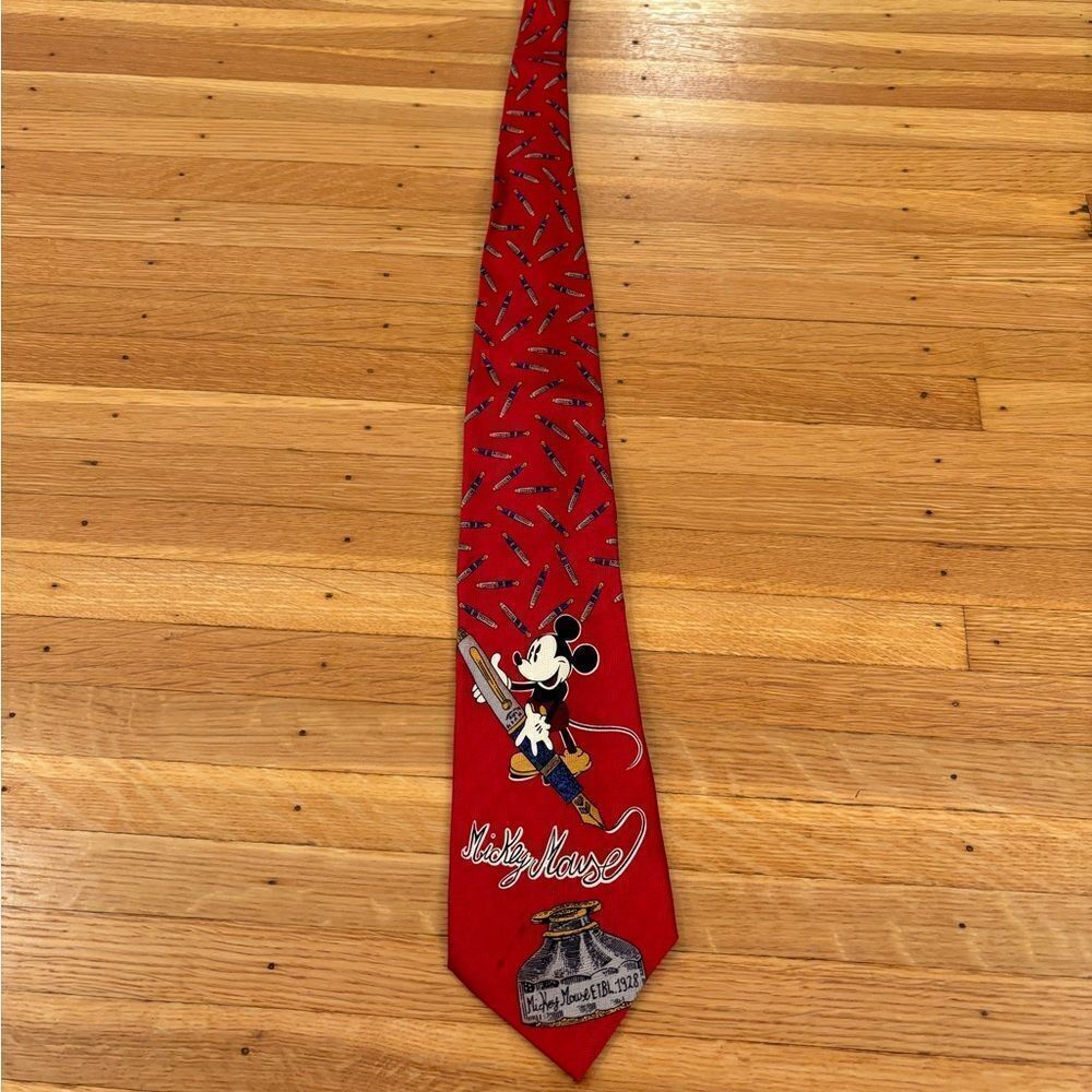 Disney Store Mickey Mouse vintage red silk tie
